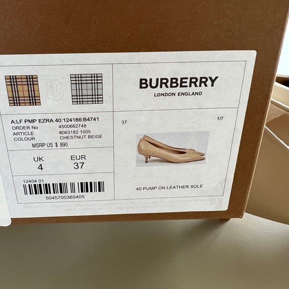 NWT Authentic Burberry Ezra Tb Monogram Pointed Pump Chesnut - Picture 10 of 14